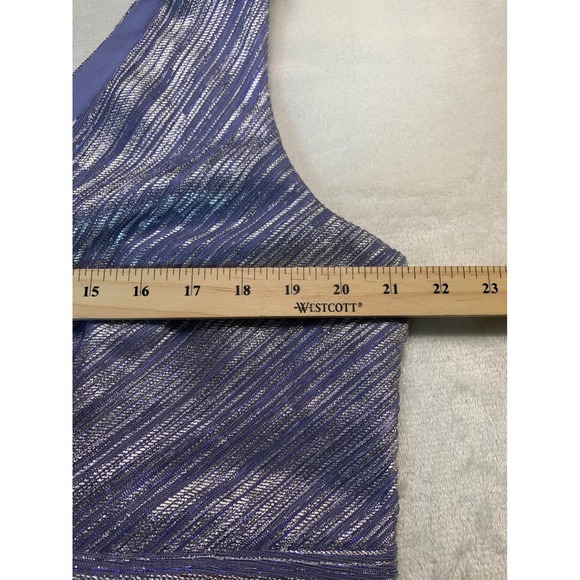 Xscape Dress Kennedy Rosette Shoulder Metallic Pleated Purple Gown Formal 18W - Picture 6 of 8